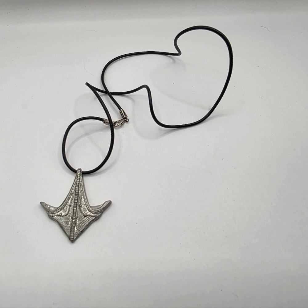 Pewter Pendant Necklace with Black Cord
